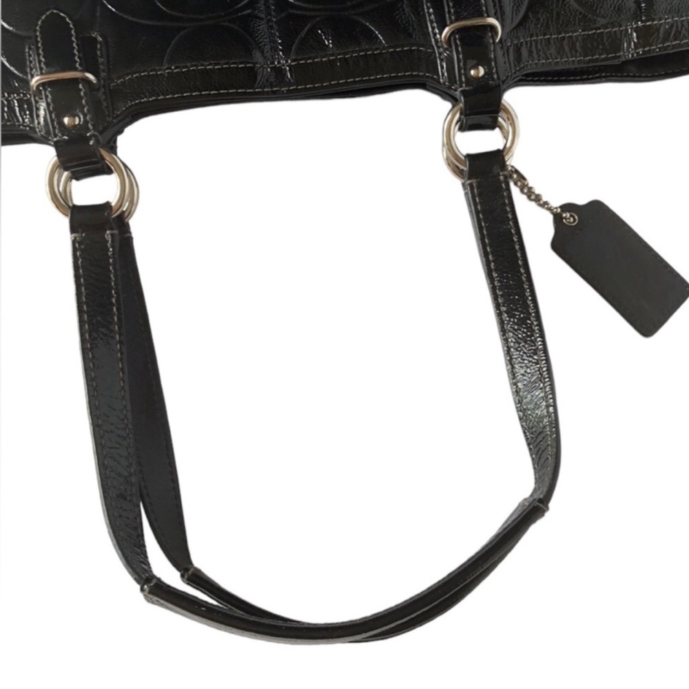 Coach Gallery Black Signature Embossed Patent Leather North/South  Tote F19818 - Picture 10 of 16